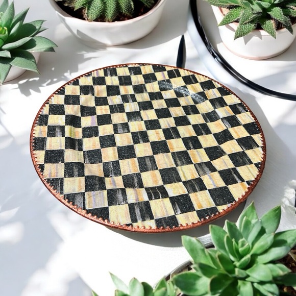 Checkered Black and Yellow Charger Mackenzie Child Inspired 4 Chargers $110.00 - Picture 3 of 4